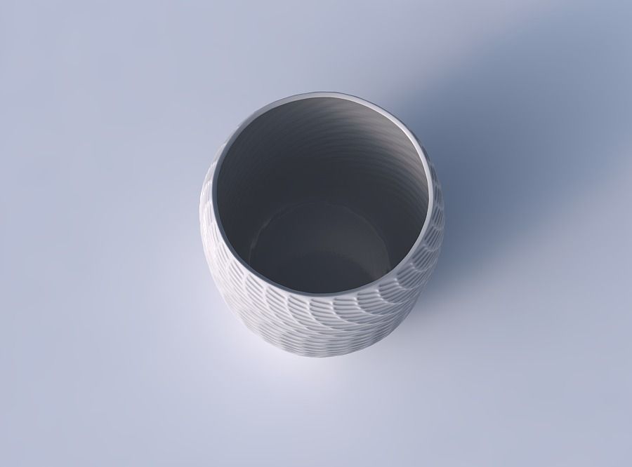 Bowl cylindrical with twisted diagonal grid dents 3D print model_2
