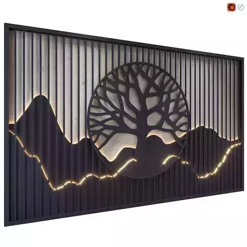 Wall panel Tree at sunset