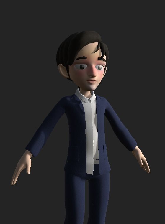 bola model cartoon character in suit 3D model_1
