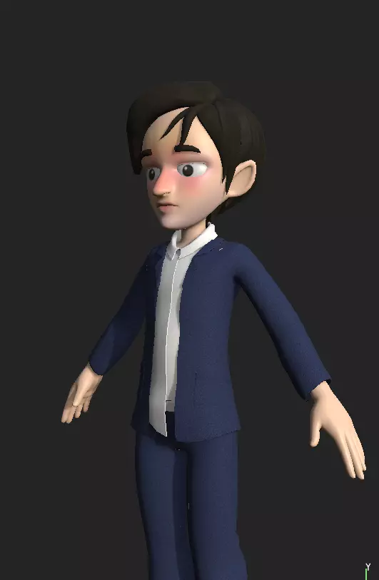 bola model cartoon character in suit 3D model_0