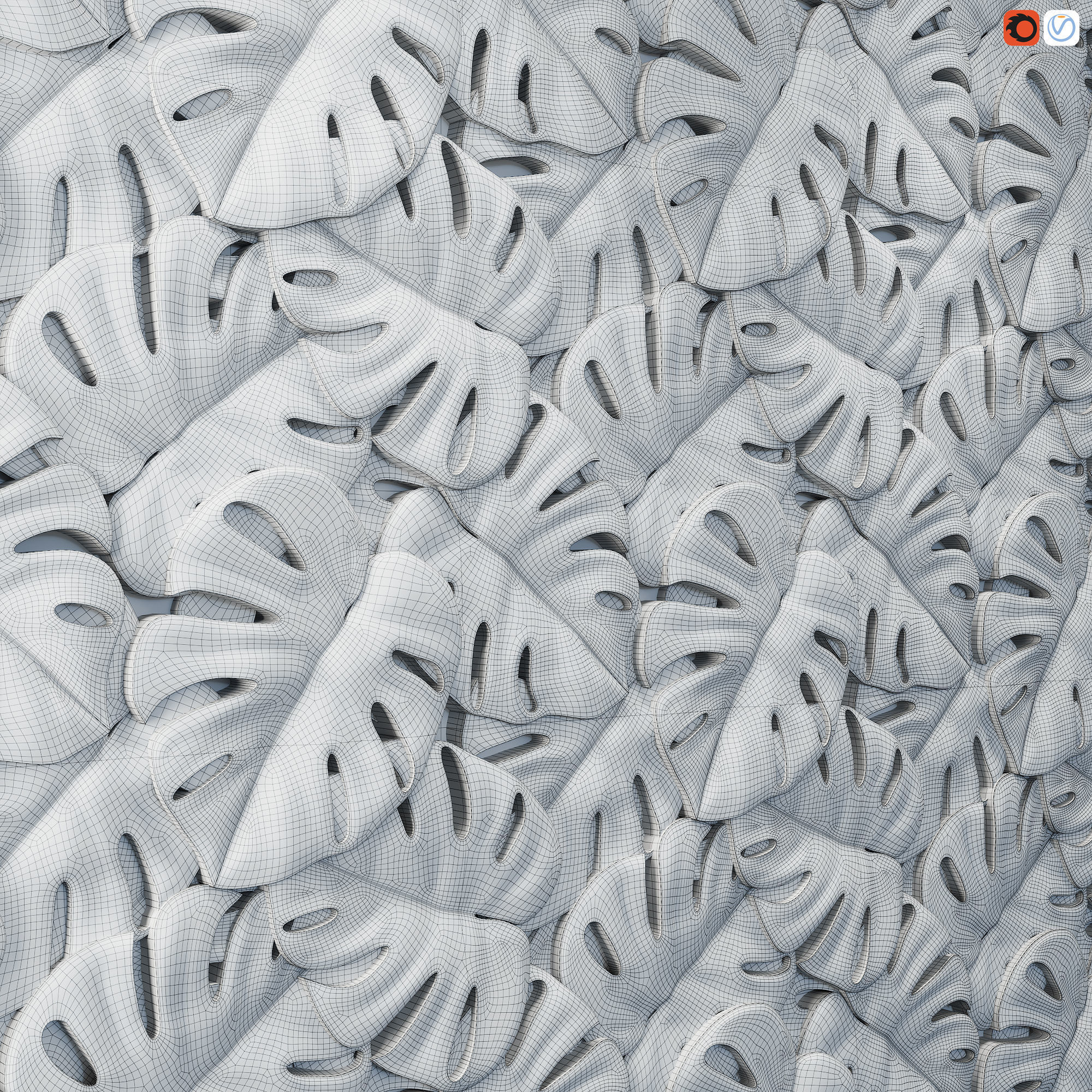 Monstera Panel 3D model_2