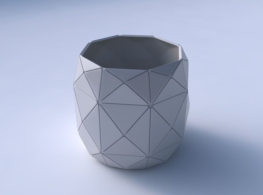 Bowl cylindrical with triangle plates 3D print model_3