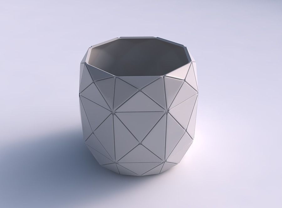 Bowl cylindrical with triangle plates 3D print model_0
