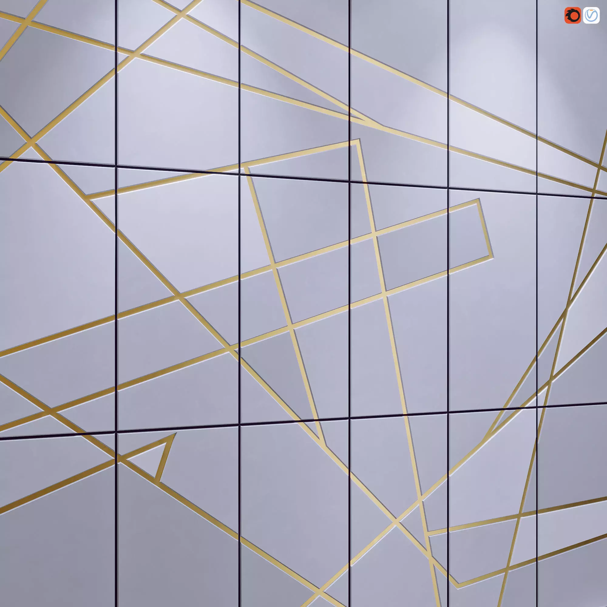 Wall panel with brass inserts 3D model_0