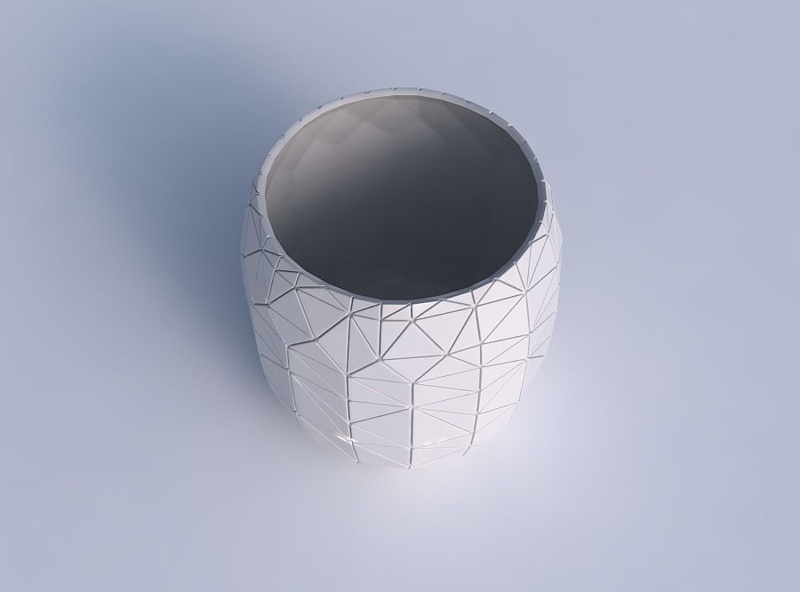 Bowl cylindrical with random triangle plates 3D print model_1