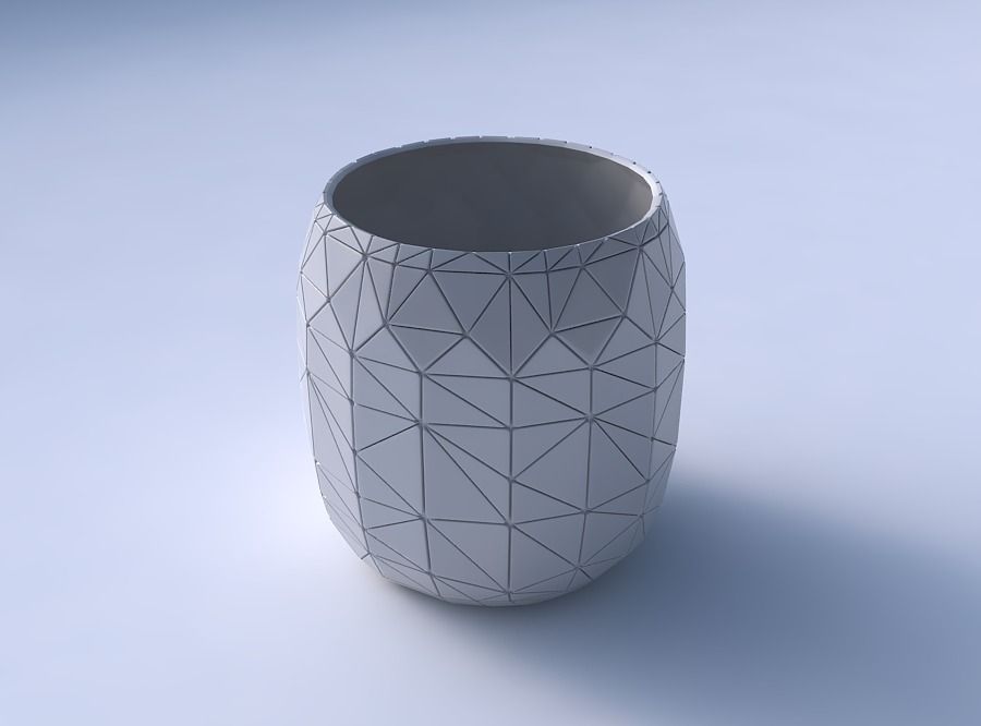 Bowl cylindrical with random triangle plates 3D print model_3