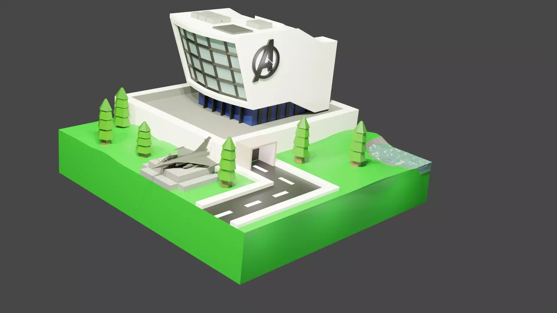 Avengers base Low-poly 3D model_0