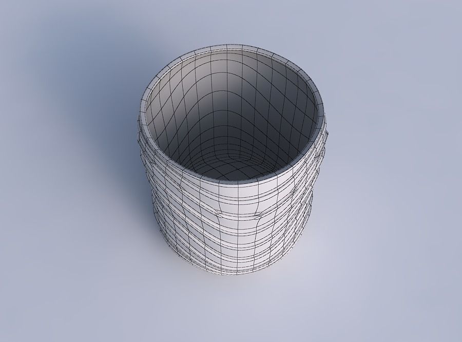 Bowl cylindrical with horizontal wavy layers 3D print model_6