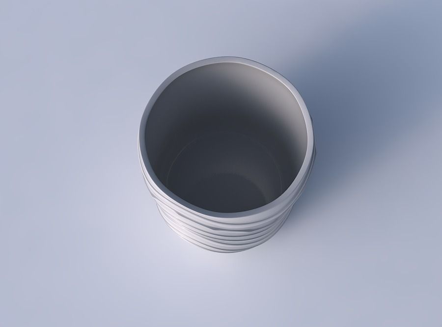 Bowl cylindrical with horizontal wavy layers 3D print model_2