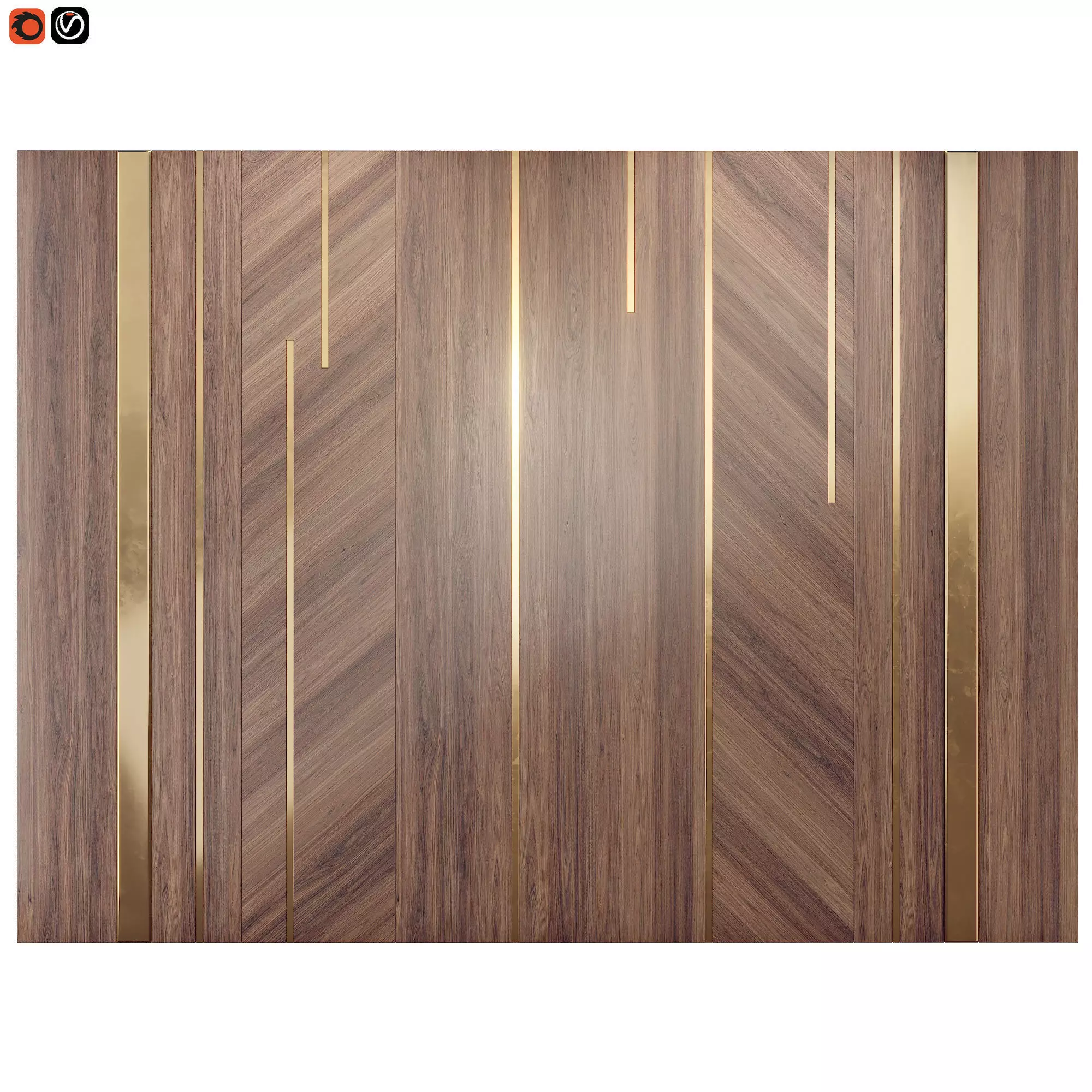 Delirium wooden wall with gold stripes 3D model_0