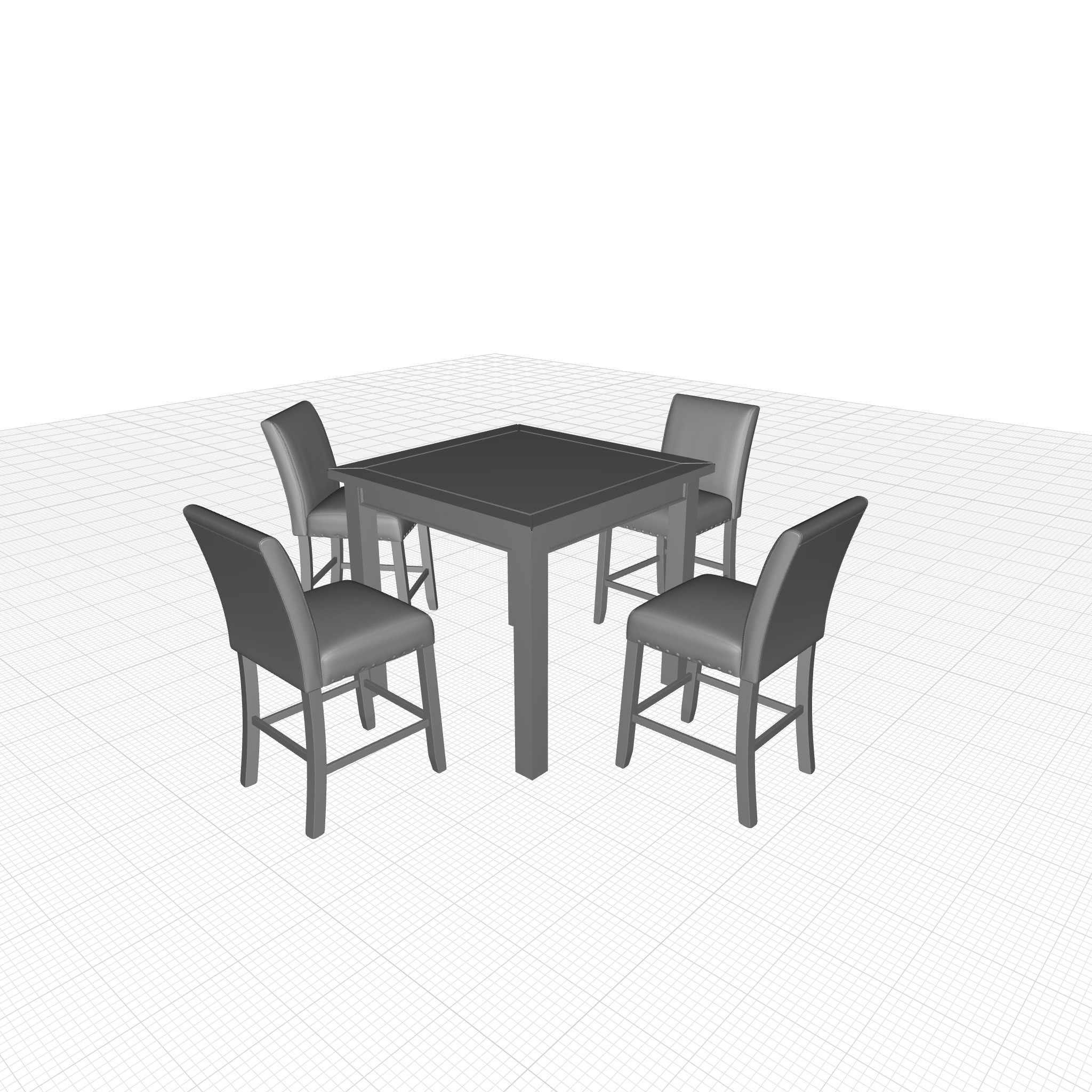 Stuckey Counter Diner Table Chair  Set 3D model_2