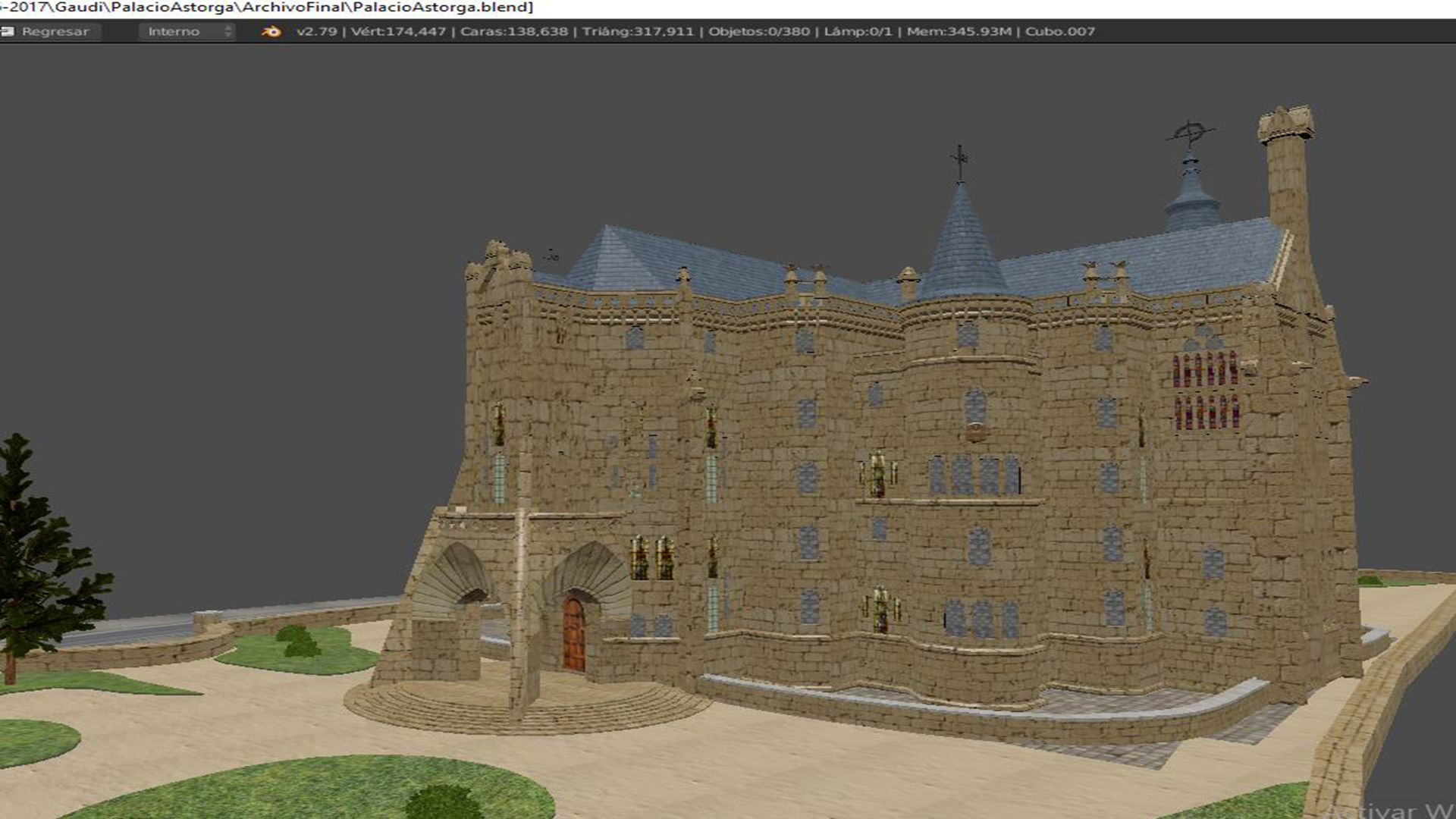 Astorga Palace Low-poly 3D model_6