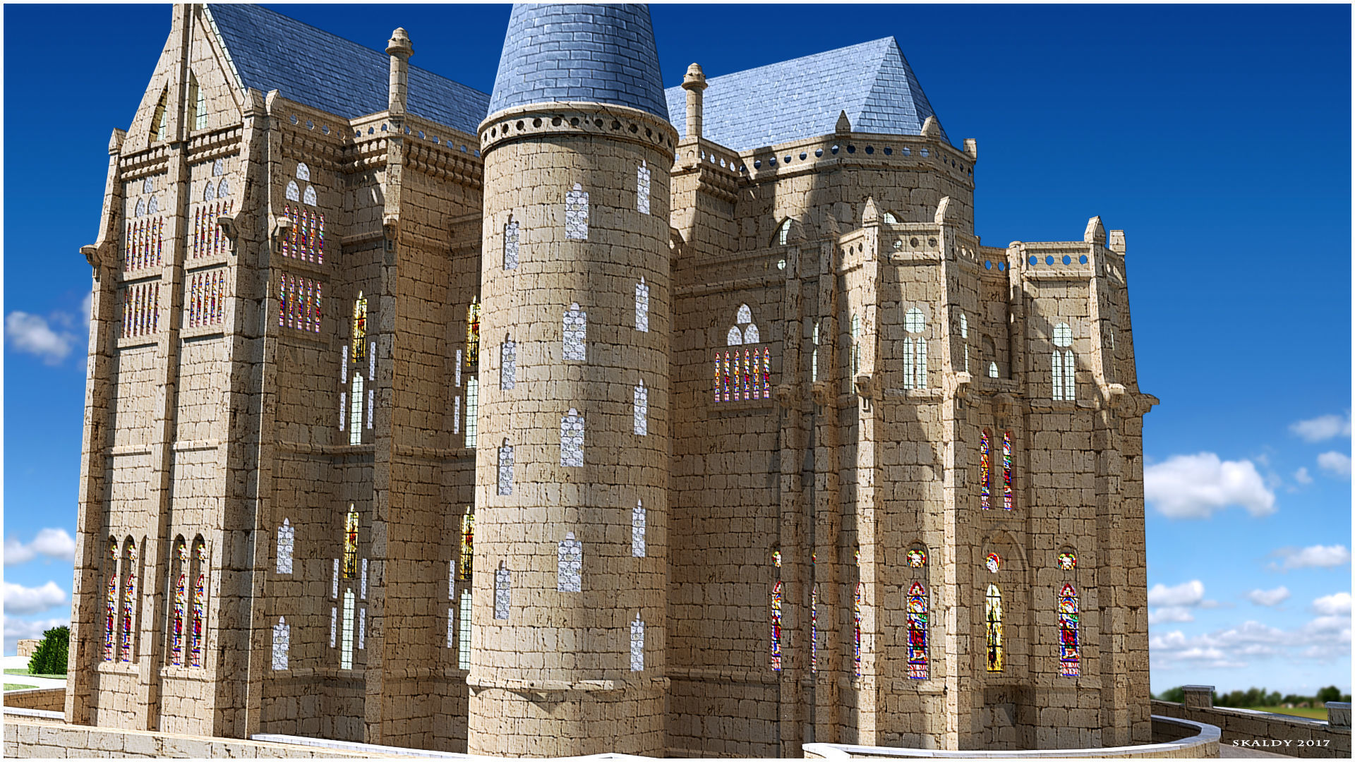 Astorga Palace Low-poly 3D model_1