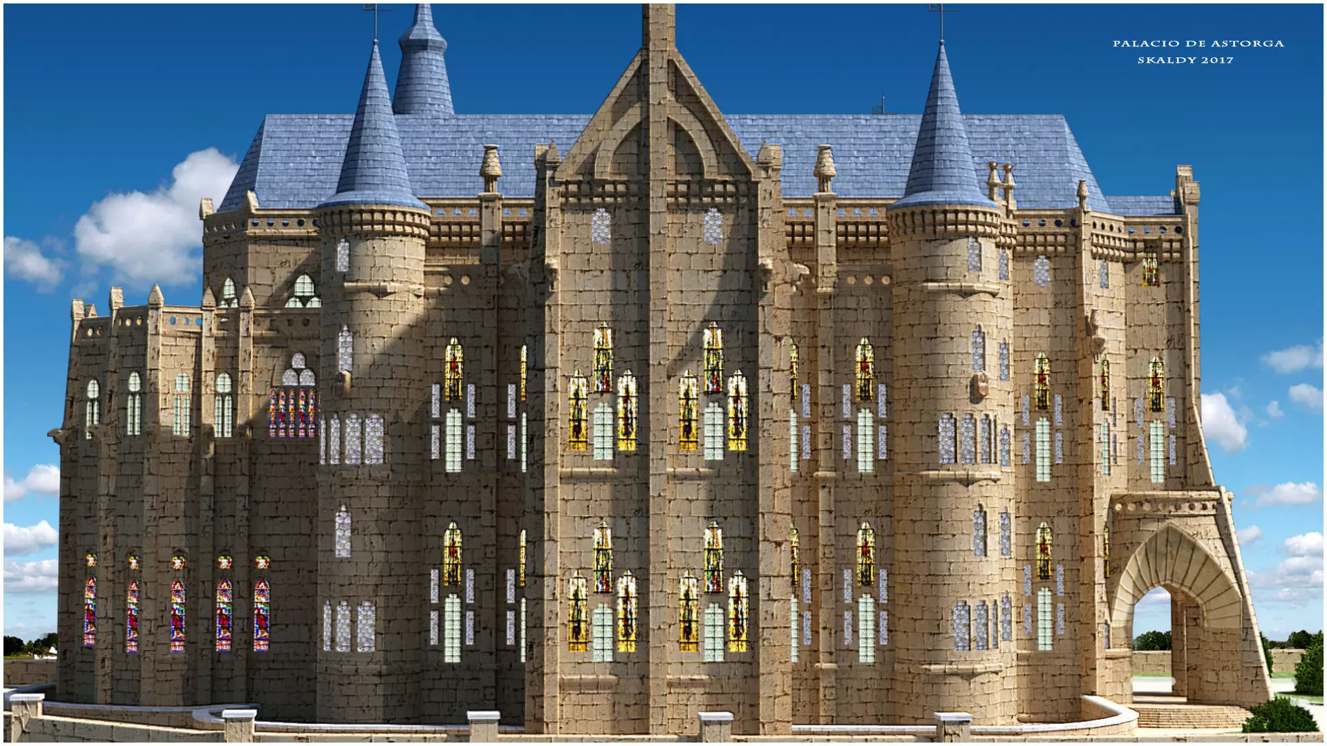 Astorga Palace Low-poly 3D model_0