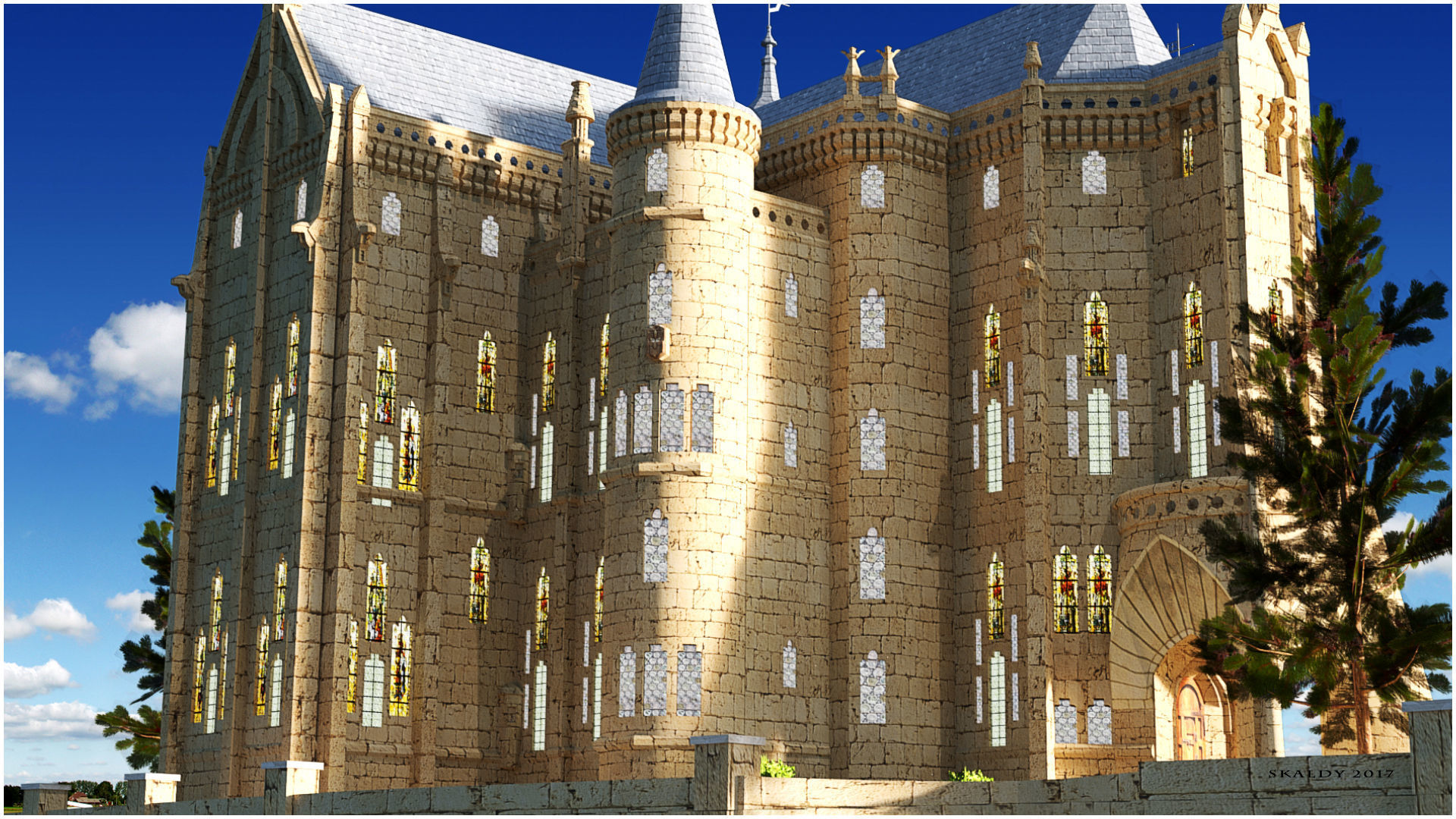 Astorga Palace Low-poly 3D model_2
