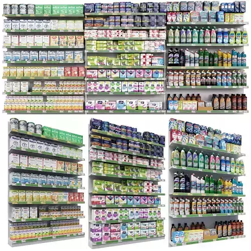 Market shelves 3D model