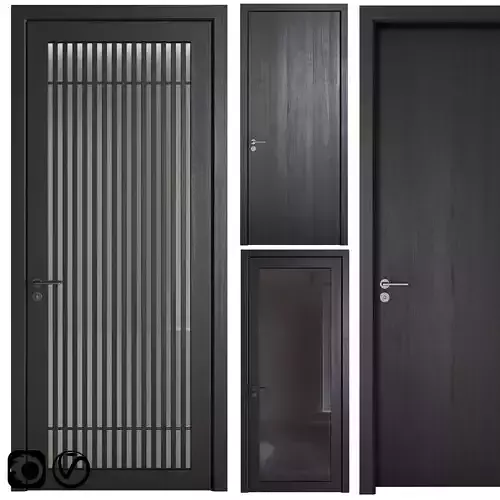 Black wood modern door Door 03
