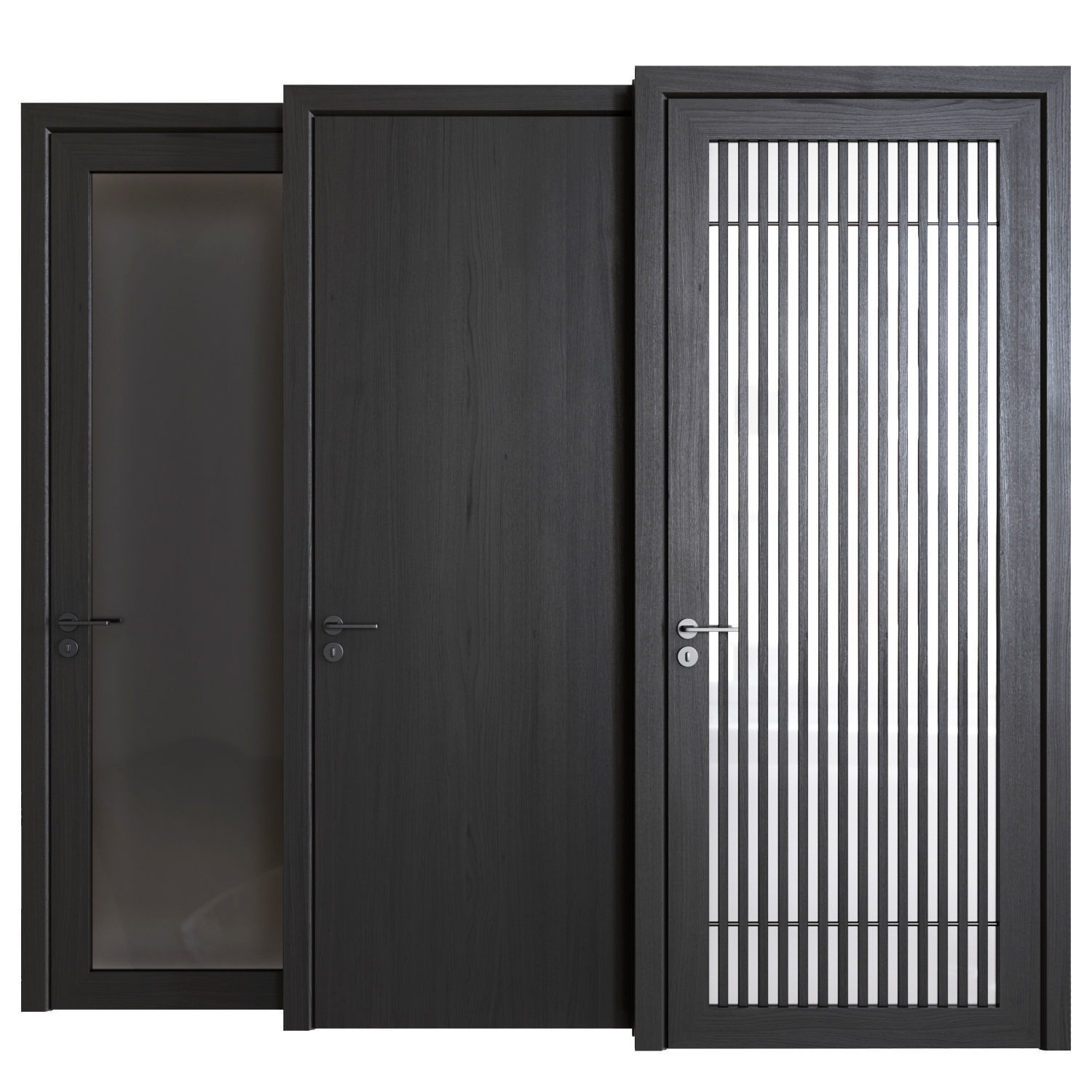 Black wood modern door Door 03 3D model_10