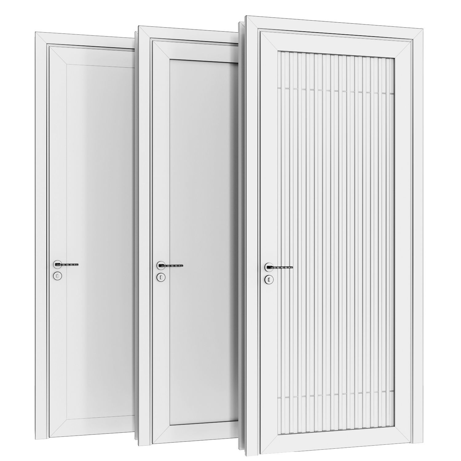 Black wood modern door Door 03 3D model_3