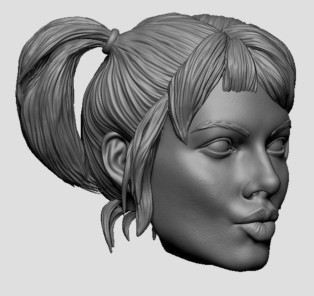 Harley Quinn 3D print model no neck with hair not bald head  3D print model_3