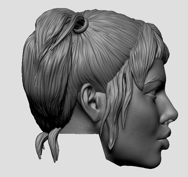 Harley Quinn 3D print model no neck with hair not bald head  3D print model_2