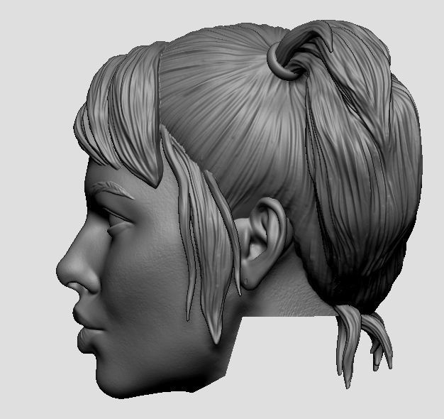 Harley Quinn 3D print model no neck with hair not bald head  3D print model_5