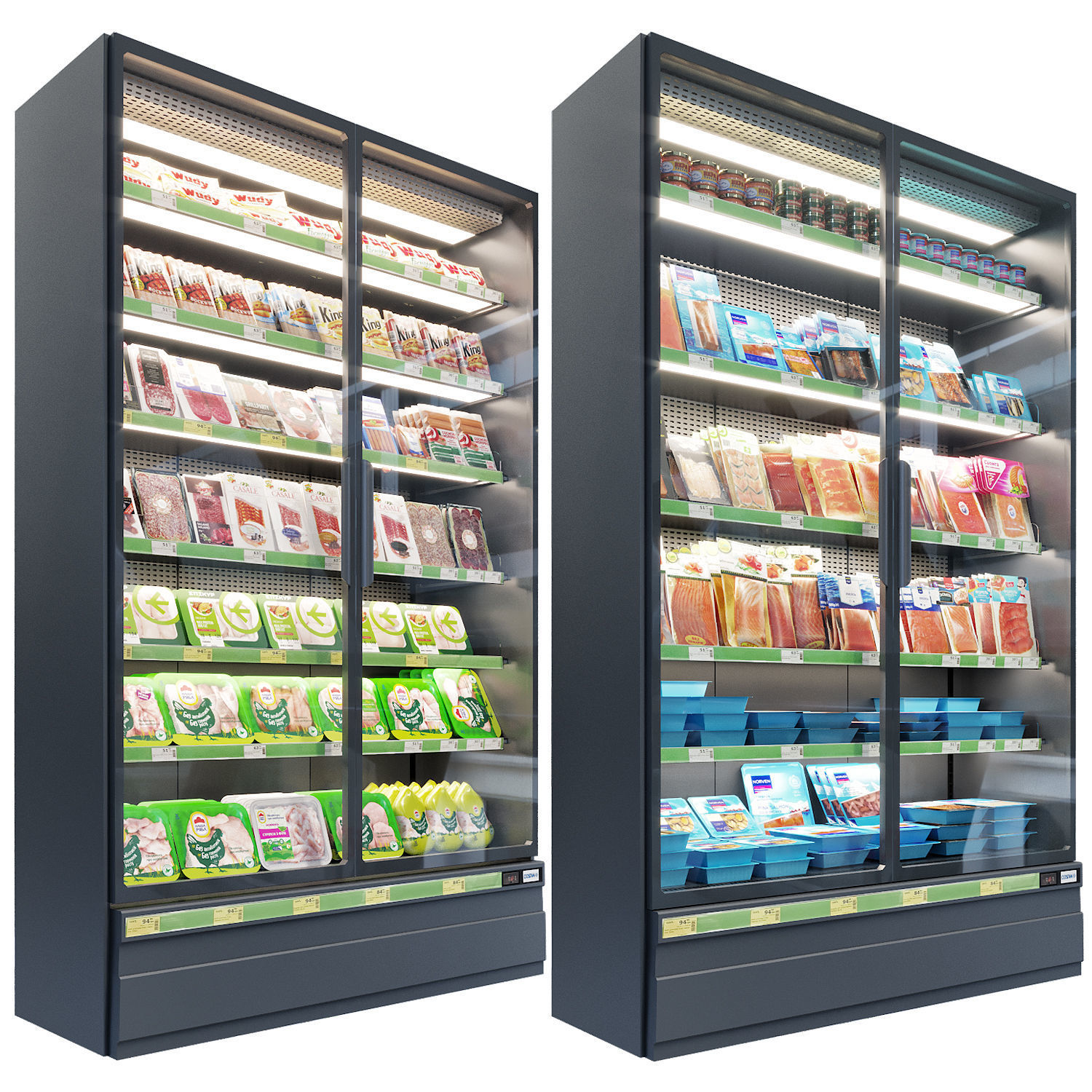Market refrigerators 3D model_4