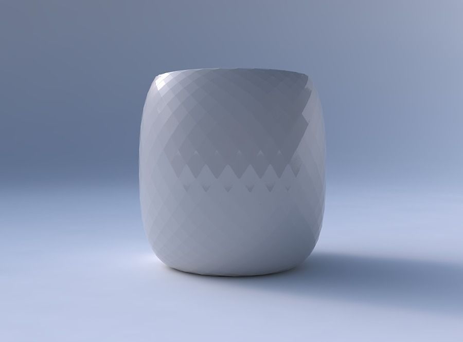 Bowl cylindrical with diagonal grid pattern 3D print model_4