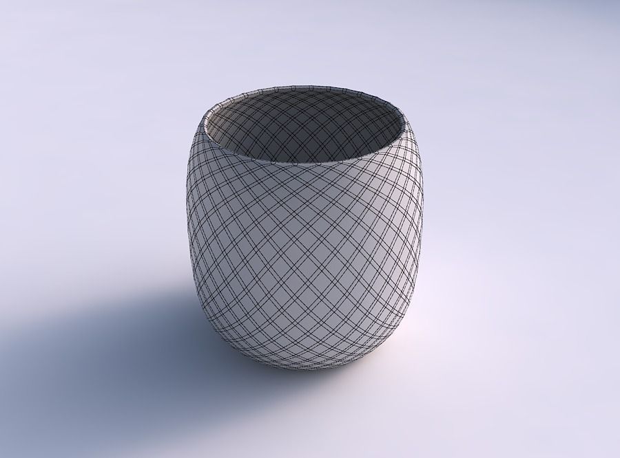 Bowl cylindrical with diagonal grid pattern 3D print model_5