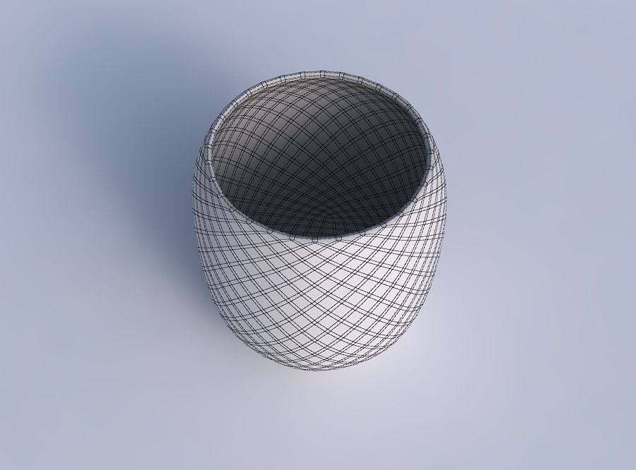 Bowl cylindrical with diagonal grid pattern 3D print model_6