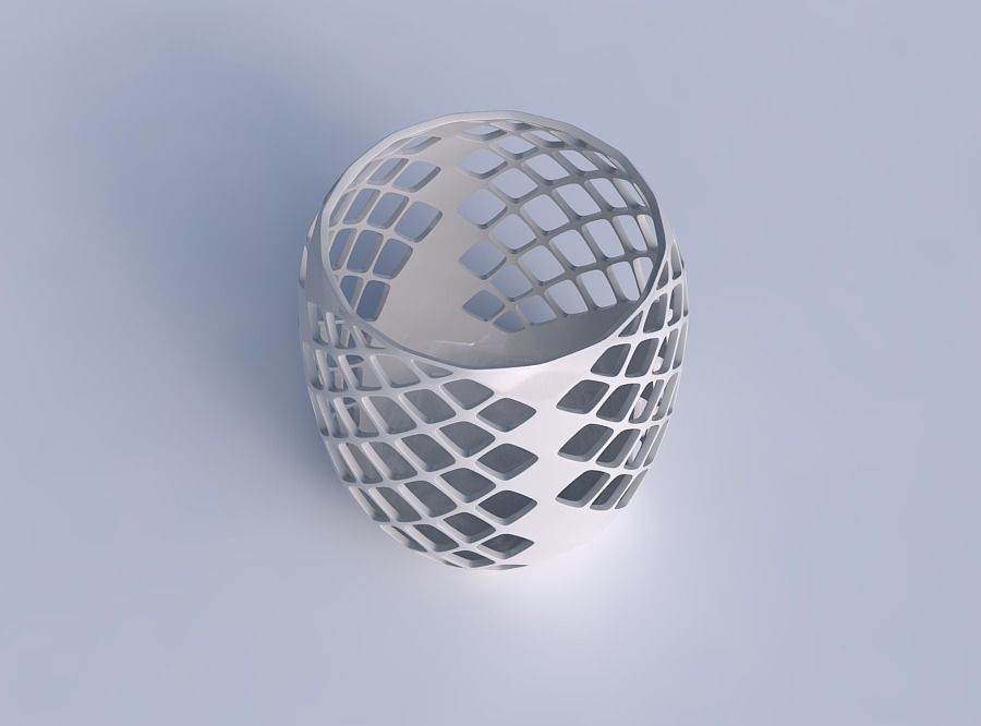 Bowl cylindrical with diagonal grid lattice 3 3D print model_1
