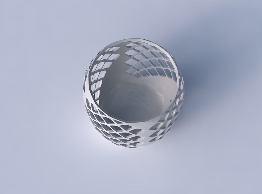Bowl cylindrical with diagonal grid lattice 3 3D print model_2