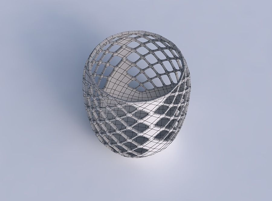 Bowl cylindrical with diagonal grid lattice 3 3D print model_6