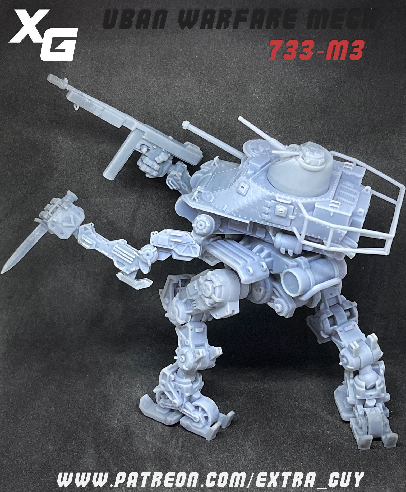 Urban Warfare Mech 733-M3 Printable over 100mm 3D print model_2