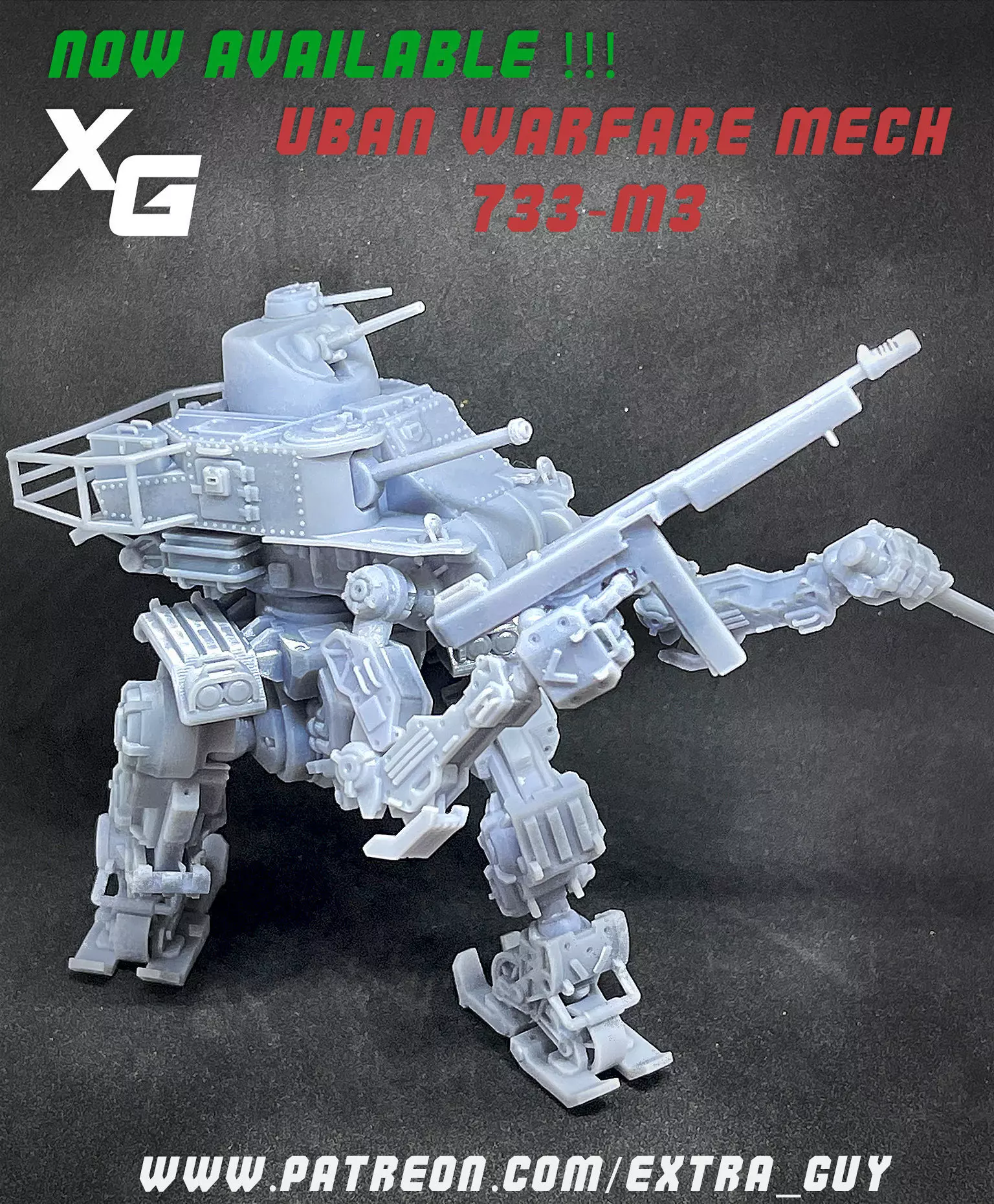 Urban Warfare Mech 733-M3 Printable over 100mm 3D print model_0