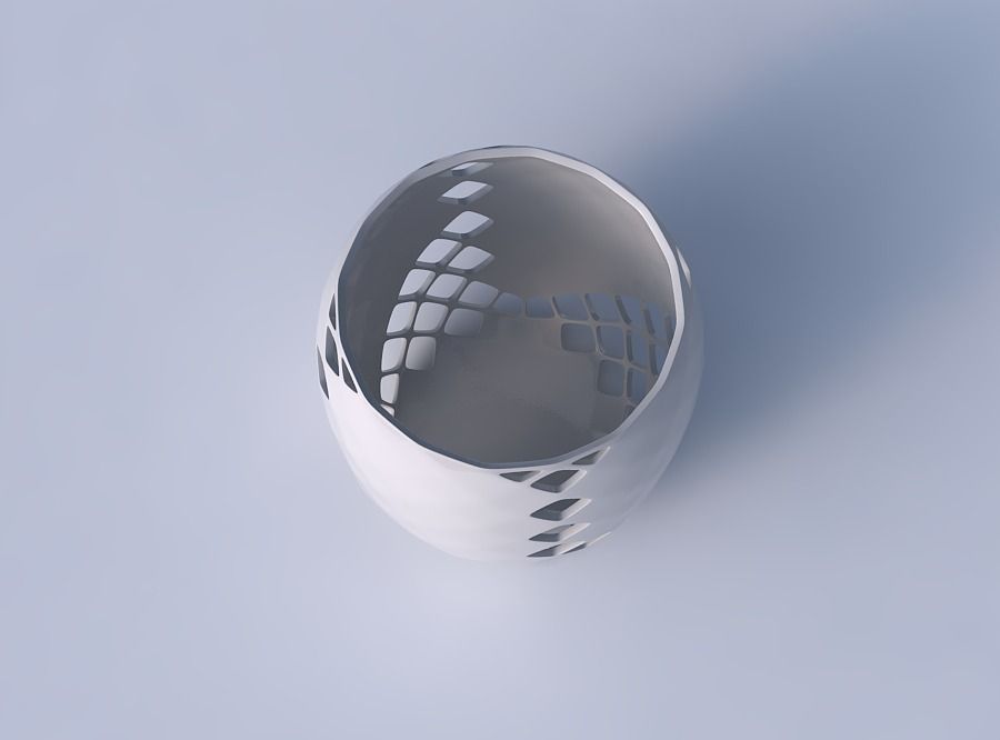 Bowl cylindrical with diagonal grid lattice 2 3D print model_2
