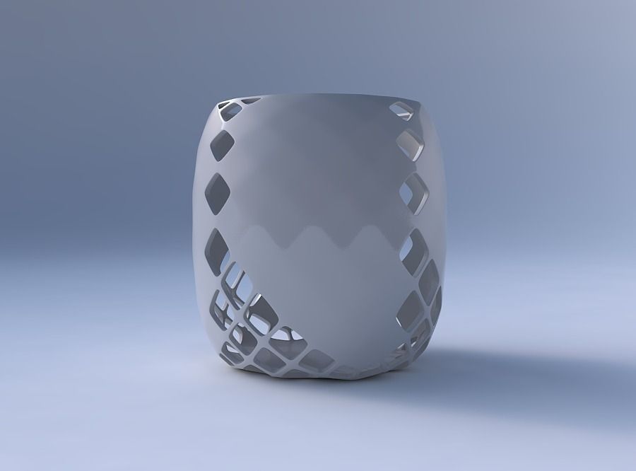 Bowl cylindrical with diagonal grid lattice 2 3D print model_4