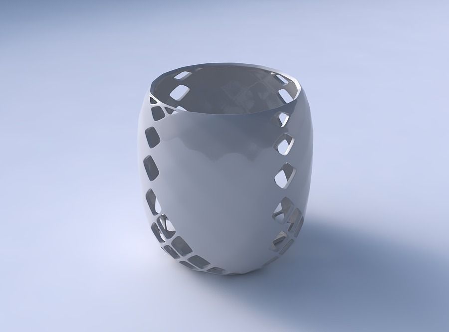 Bowl cylindrical with diagonal grid lattice 2 3D print model_3