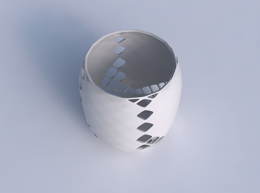 Bowl cylindrical with diagonal grid lattice 2 3D print model_1