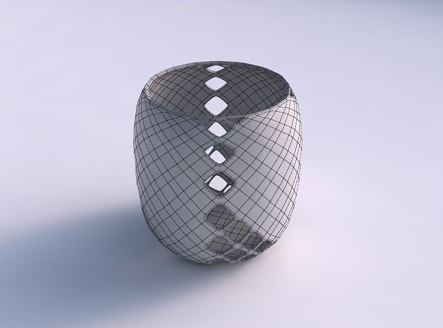 Bowl cylindrical with diagonal grid lattice 2 3D print model_5
