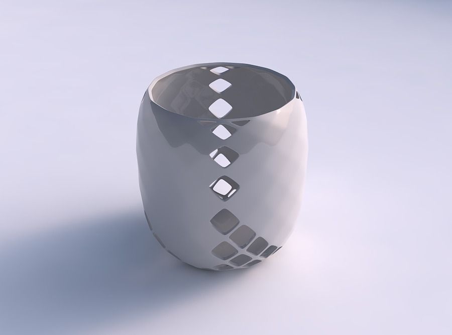 Bowl cylindrical with diagonal grid lattice 2 3D print model_0