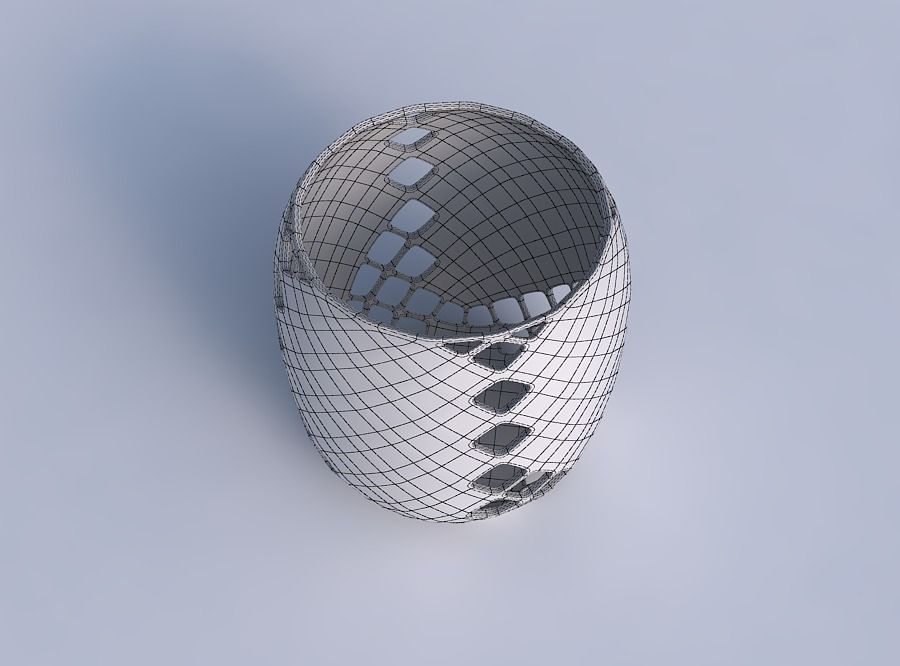 Bowl cylindrical with diagonal grid lattice 2 3D print model_6