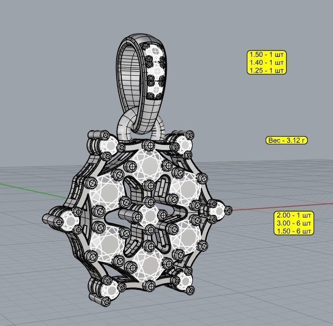 Round Pendant with Brilliants 3D print model_5