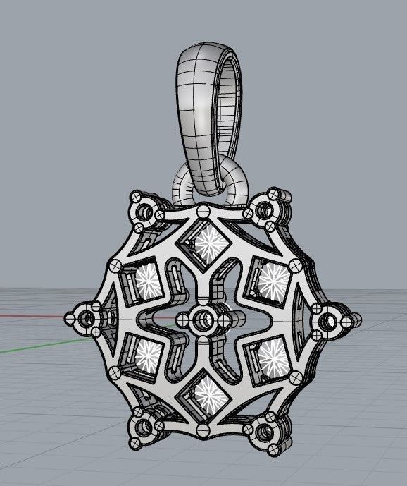 Round Pendant with Brilliants 3D print model_7