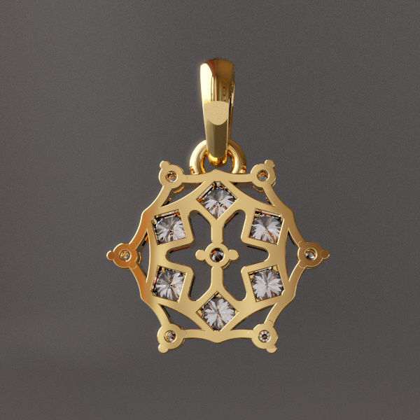 Round Pendant with Brilliants 3D print model_2