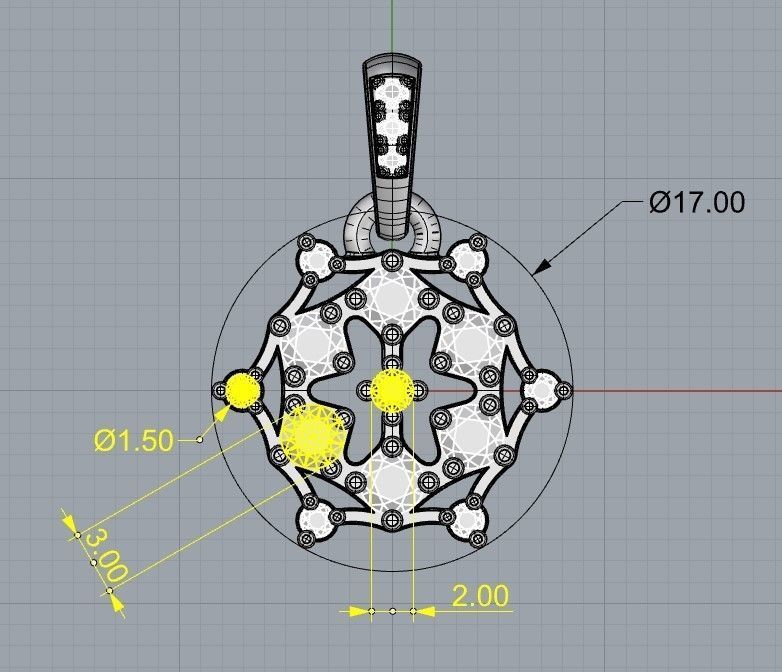Round Pendant with Brilliants 3D print model_3