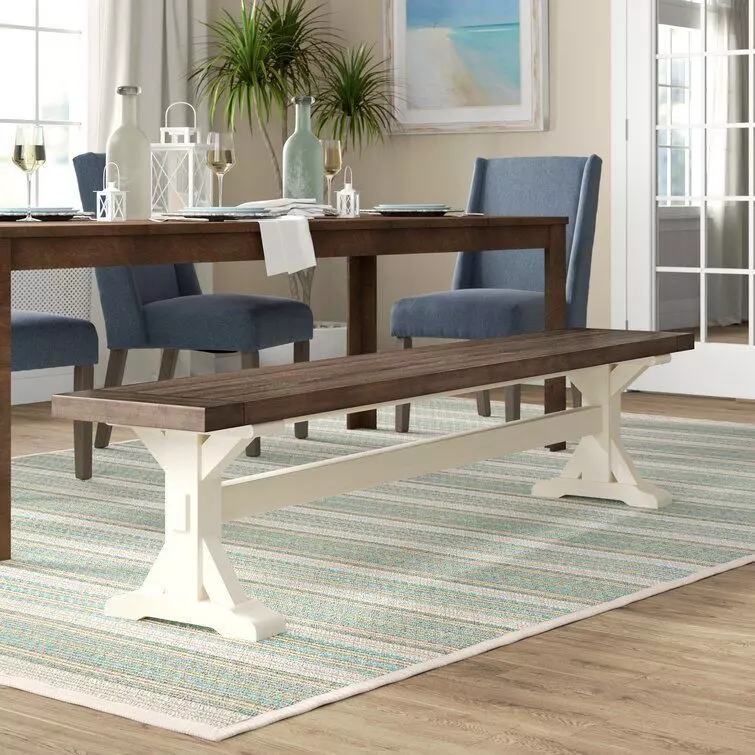 Bulah Wood Mediaval Bench Long Chair 3D model
