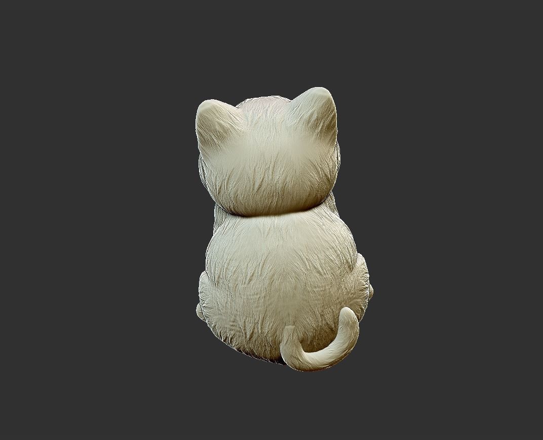 cat sitting 3D print model_4