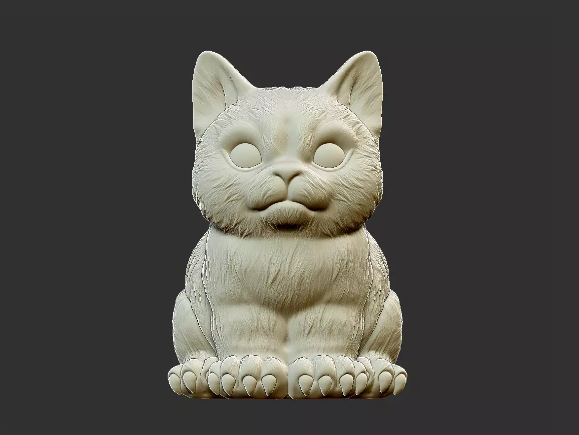 cat sitting 3D print model_0