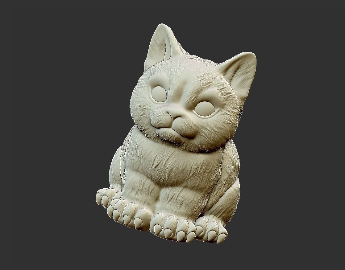 cat sitting 3D print model_3